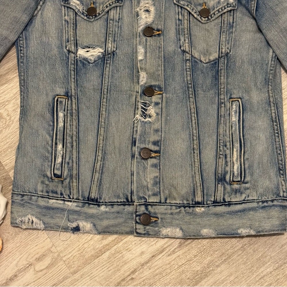 NEW ABLE Merly Wash Denim Jacket Distressed Blue Jean Cotton Jacket Small -$165 - Picture 6 of 14